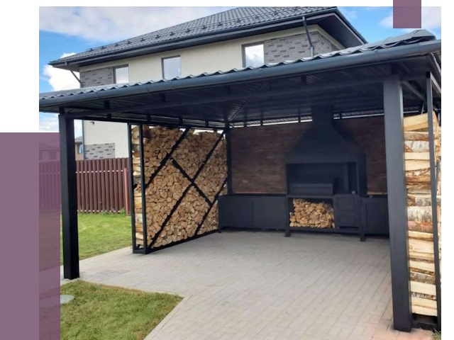 Навесы для барбекю в Климовске от 12609 руб. под ключ | ПРОЛЁТ-Клс