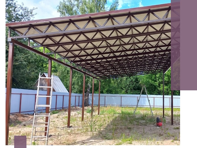 Односкатные навесы под ключ в Климовске — изготовление и монтаж