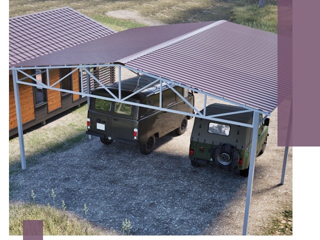 Двускатные навесы под ключ в Климовске — изготовление и монтаж