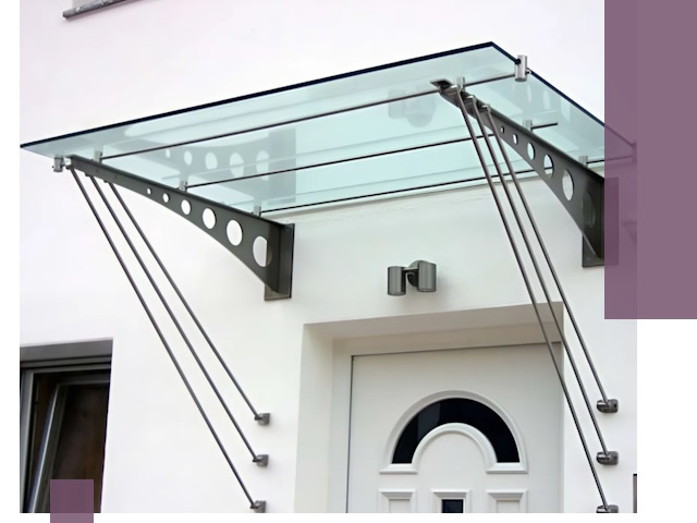 Козырьки над входом под ключ в Климовске — изготовление и монтаж