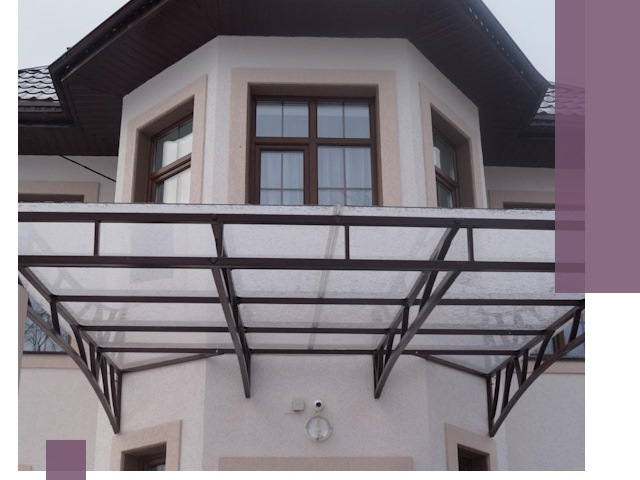 Козырьки из поликарбоната под ключ в Климовске